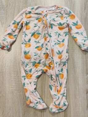 Angel Dear Peach Print Pink Footed One-Piece